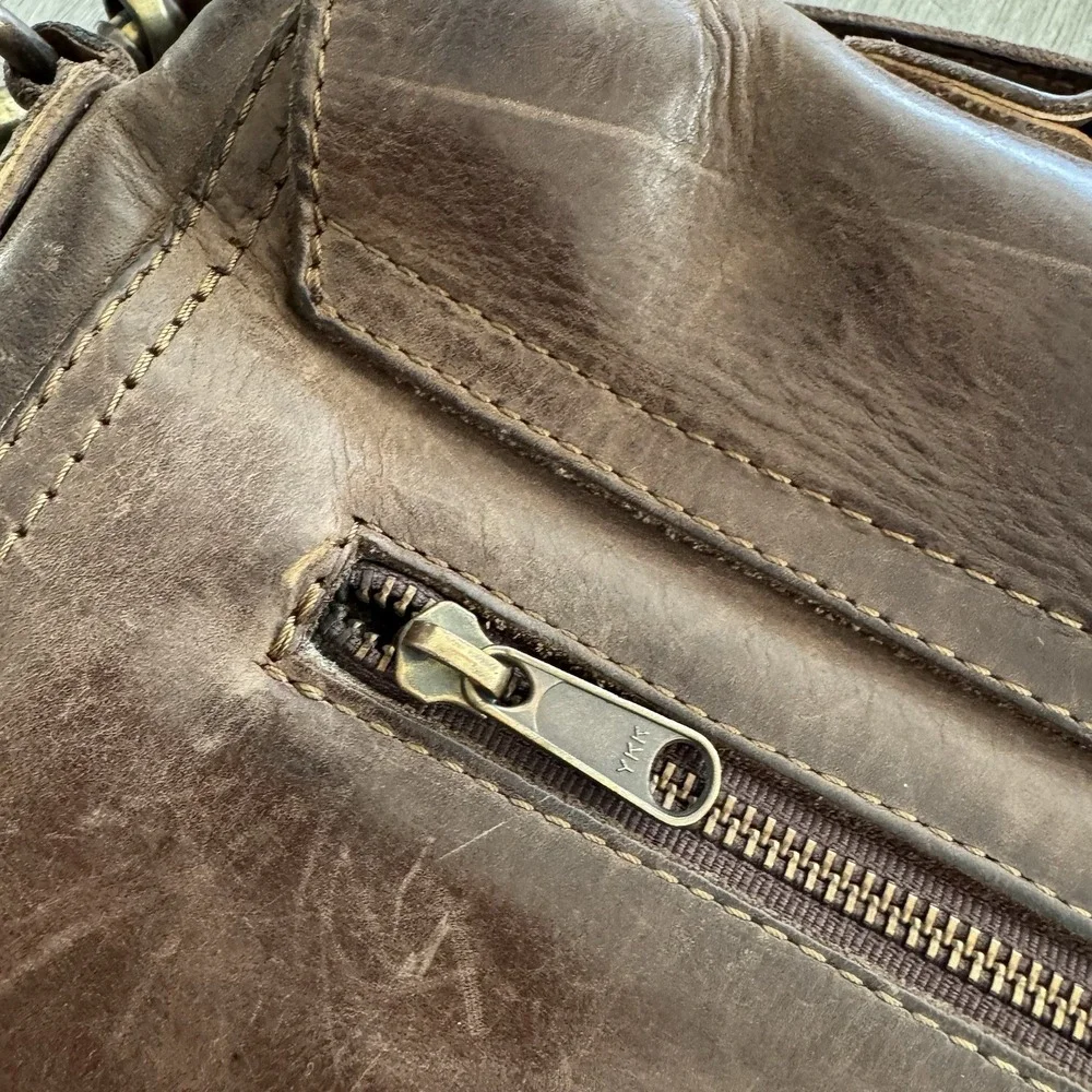 Buffalo Jackson Trading Co. Leather Laptop Messenger Briefcase Bag w/Strap